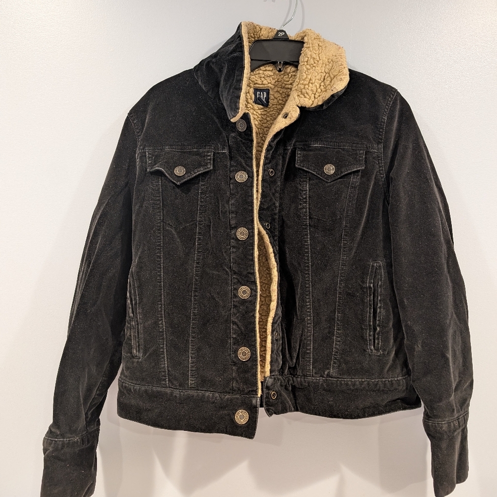 Black Sherpa-Lined Suede Jacket